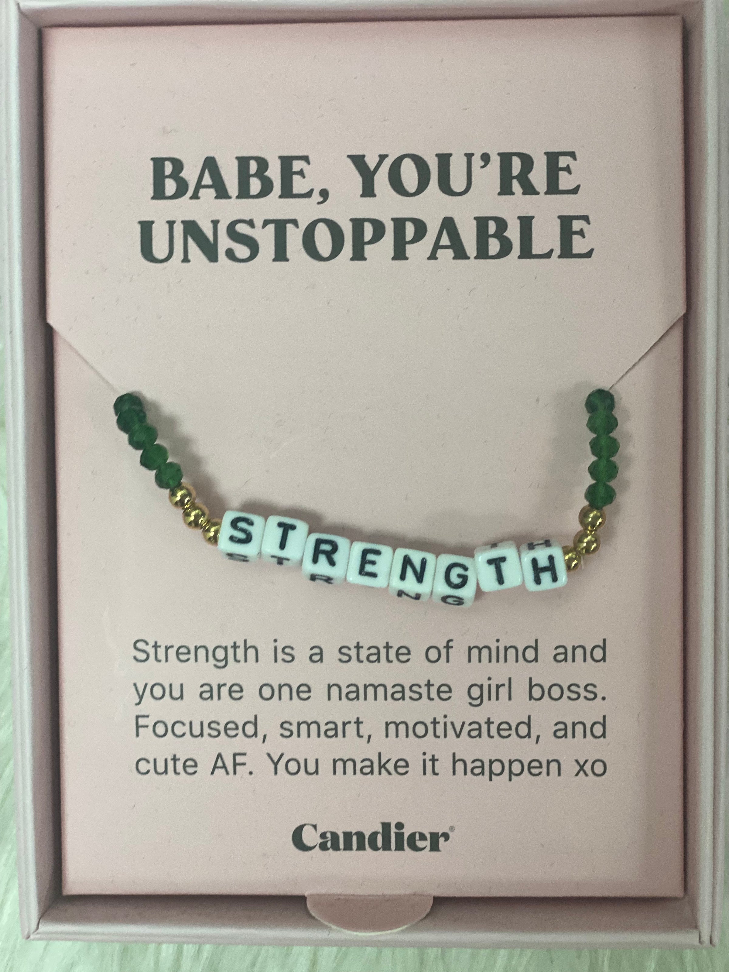 Strength Bracelet - green beads