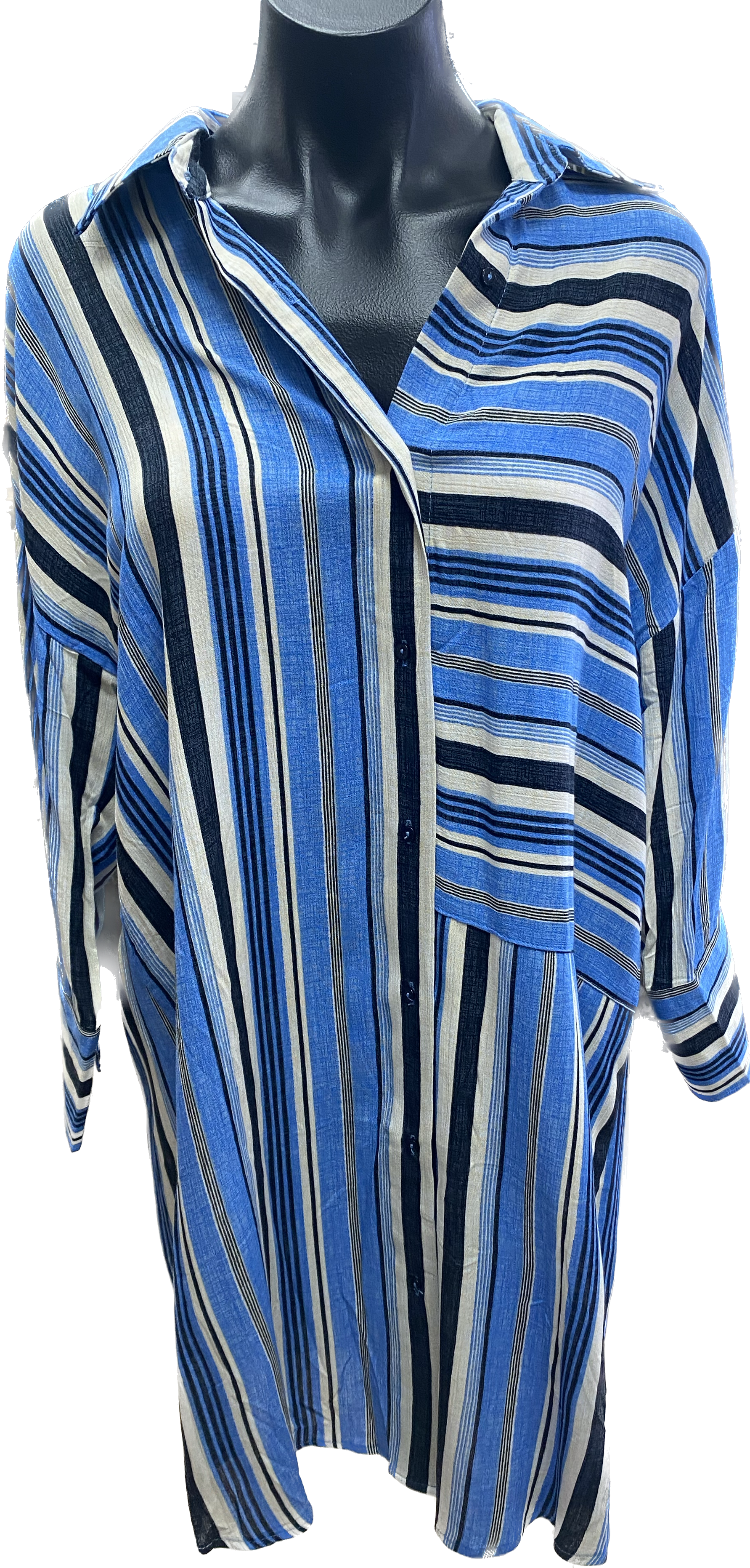 blue stripe button down shirt dress