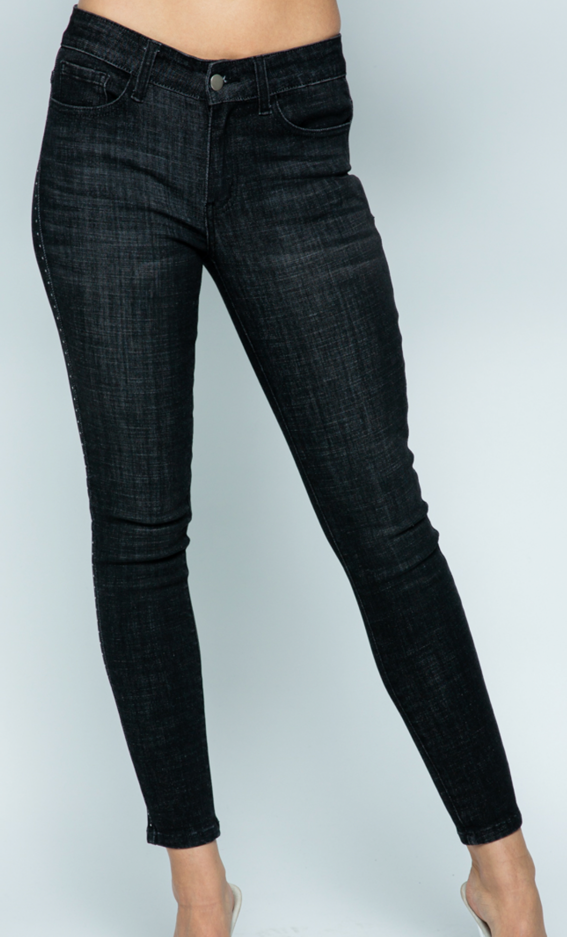 black denim stud jeans