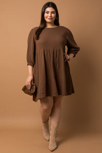 Brown tie back dress