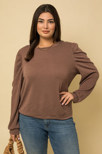 Mauve Puff Sleeve Thermal Top