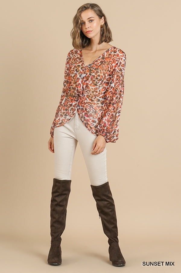 Orange sheer leopard shirt