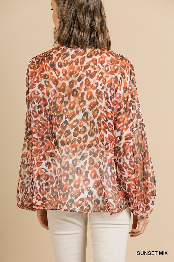 Orange sheer leopard shirt