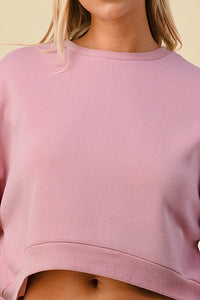 Dusty Pink Crop Fleece Crewneck Sweatshirt