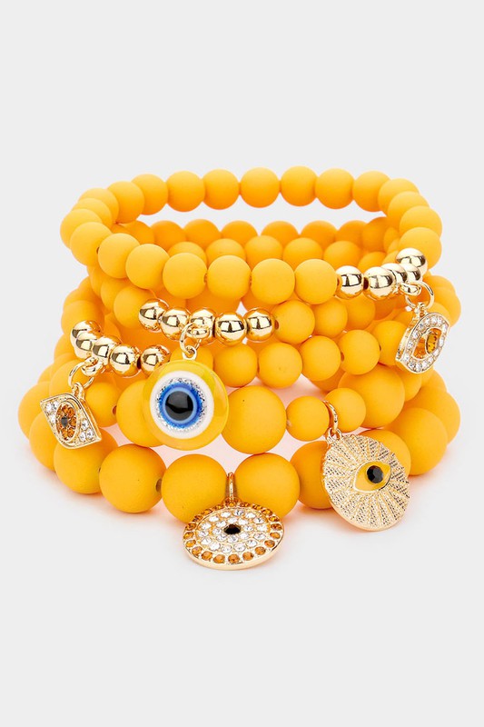 Burnt Orange - 5 evil eye beaded bracelets
