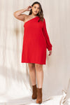 red one shoulder dress