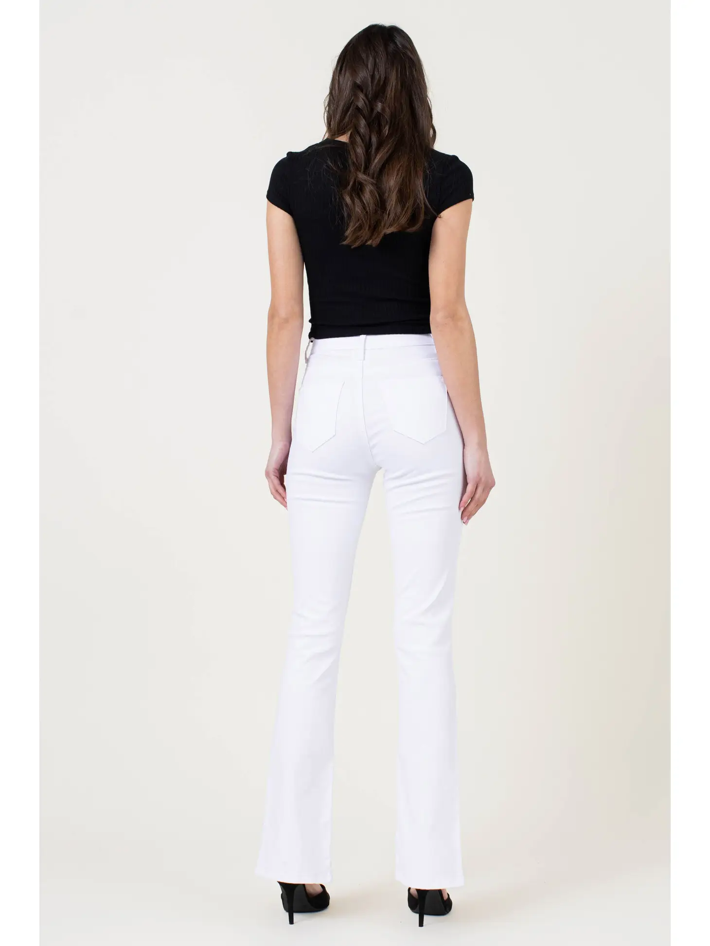 White front slit jeans