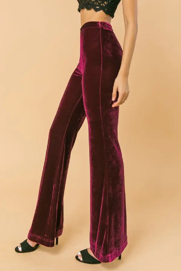 Burgundy high waisted velvet pants