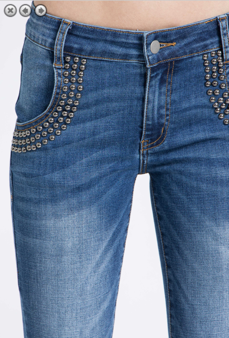 Studded pocket jeans