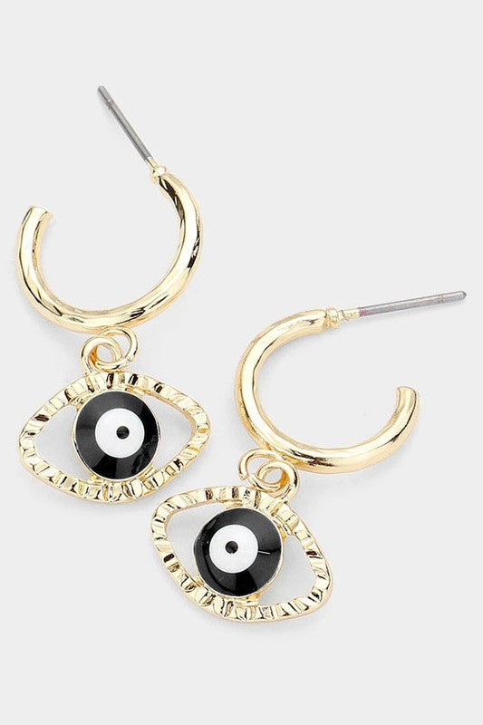 Evil Eye Half hoop earrings
