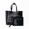 speak fluent Italian vegan leather tote with matching pouch