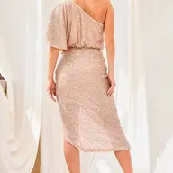 Rose Gold One Shoulder Sequin Dress All There Boutique Rose Gold One Shoulder Sequin Dress All There Boutique