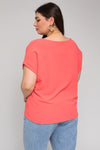 coral crepe short sleeve