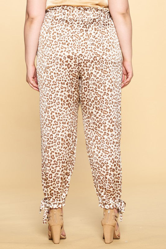 leopard paper bag satin trousers