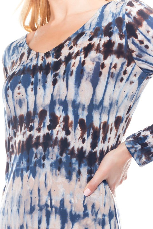 Blue Bodycon vneck tie dye dress All There Boutique Blue Bodycon vneck tie dye dress All There Boutique