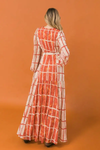 Orange and Ivory window pane maxi dress