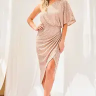 Rose Gold One Shoulder Sequin Dress All There Boutique Rose Gold One Shoulder Sequin Dress All There Boutique