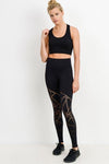 Black mesh sports bra and leggings set