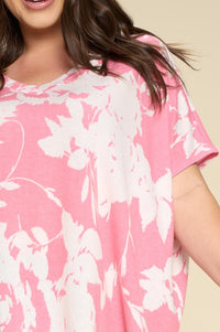 Pink and white floral tie dye top