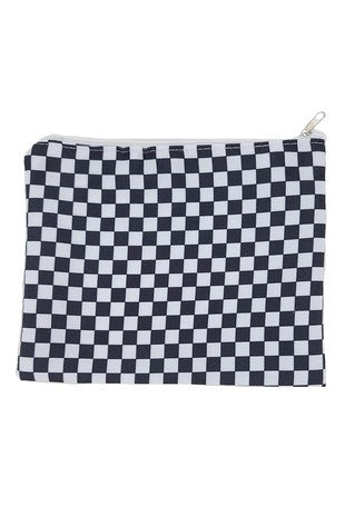 checkered cosmetic pouch