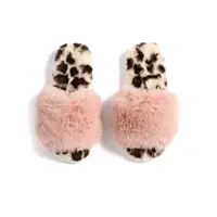 Leopard fluffy slide slippers