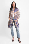 Blue Check Poncho With Pockets