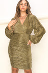 gold long sleeve mini dress