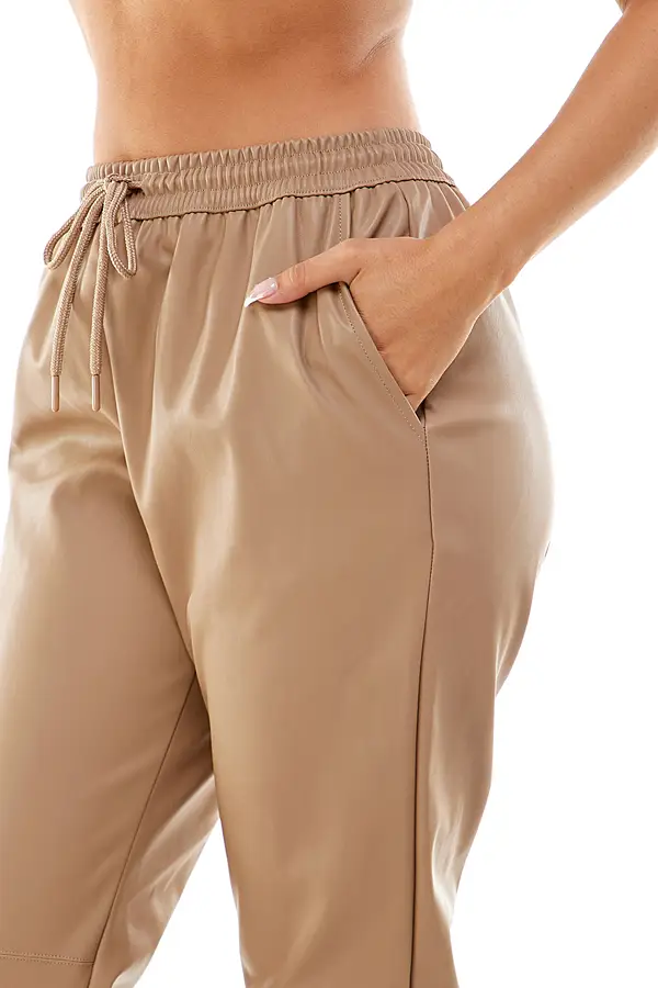 Khaki discount leather joggers