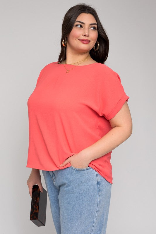coral crepe short sleeve