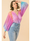 Rainbow mesh sleeve bodysuit