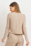 Taupe ribbed cardigan and tank top set