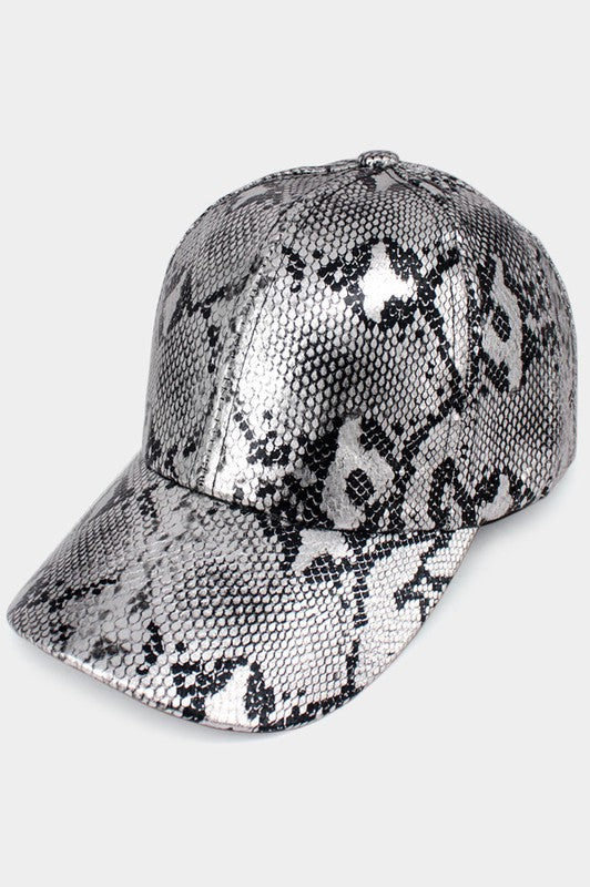 Metallic Snakeskin Baseball Hat