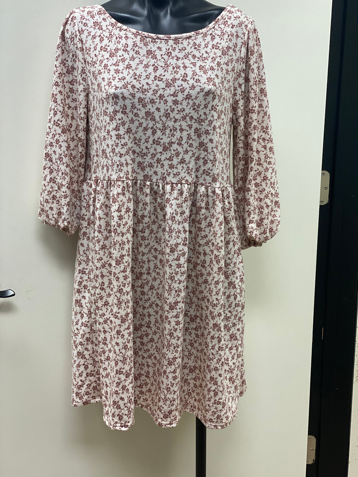 Pink floral peasant dress