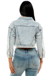 light wash jean jacket with crystal studs