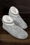 grey furry cable knit slipper boots