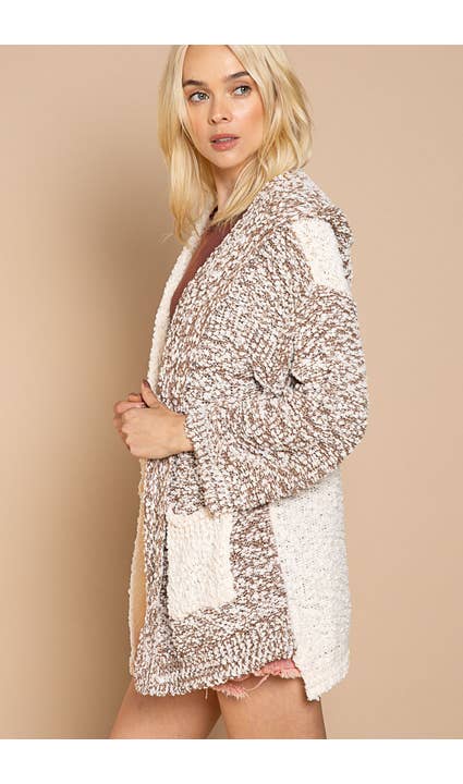 Brown and white cardigan