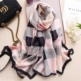 pink checkered scarf