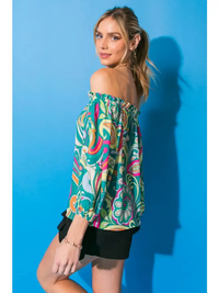 Groovy multicolor off the shoulder top