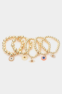 Gold - 5 evil eye beaded bracelets