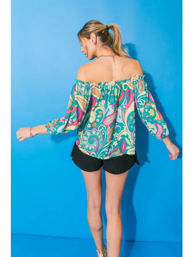 Groovy multicolor off the shoulder top