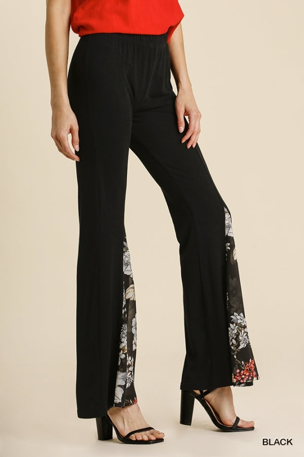 black flare floral pants